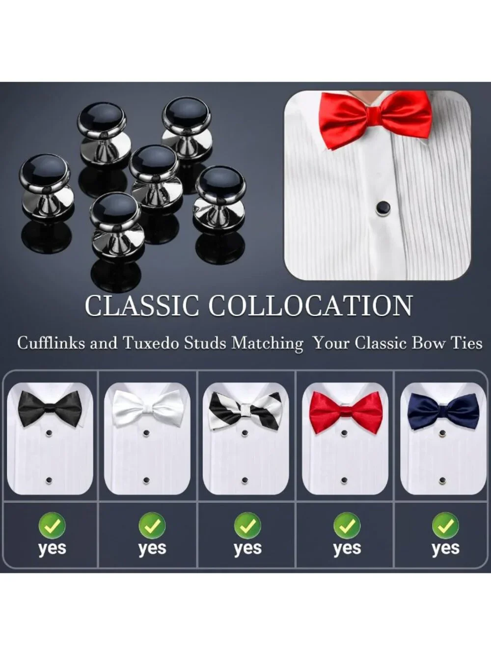 Elegant Men's Cufflinks & Tuxedo Studs Set - Perfect for Weddings
